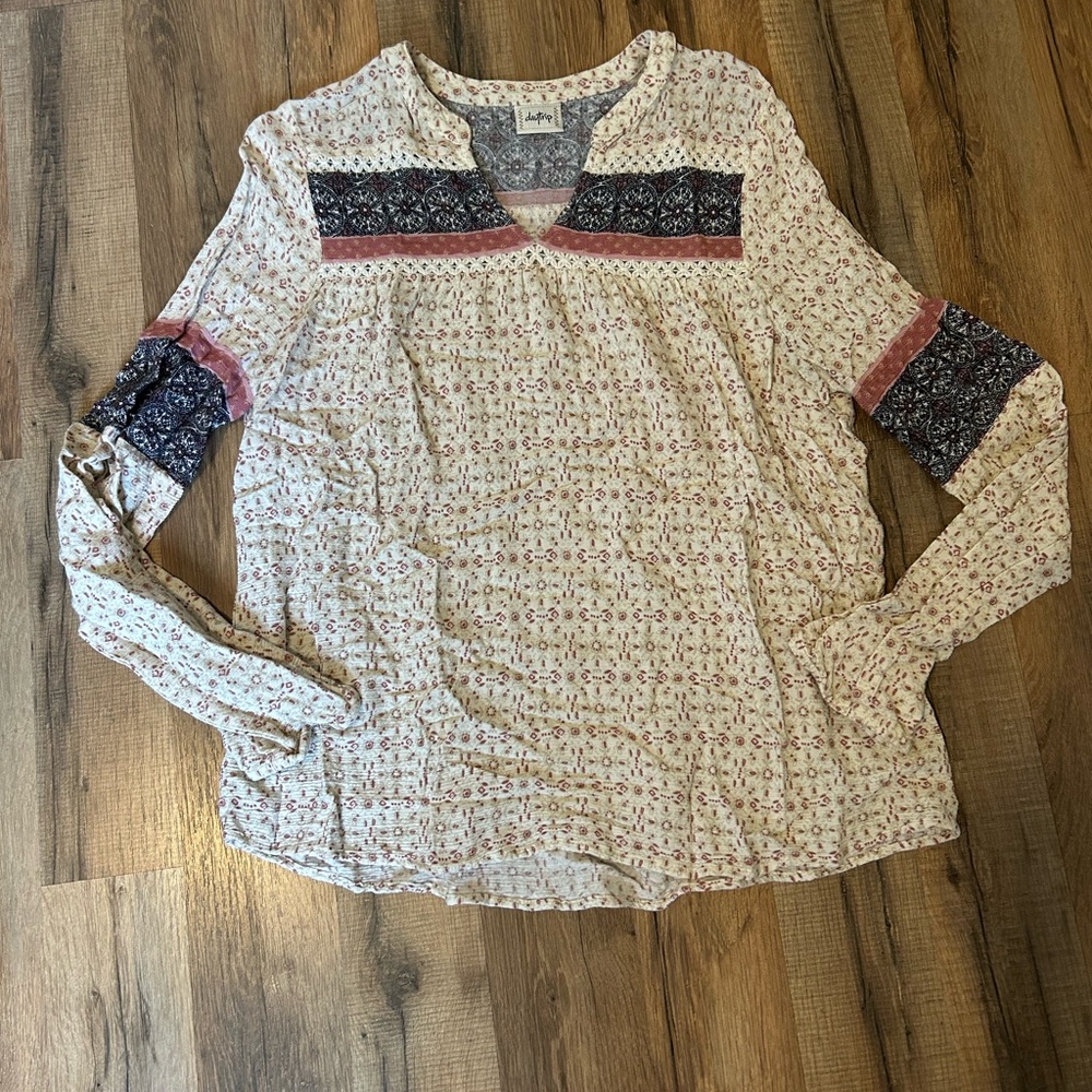 Cream Long Sleeve Relaxed Blouse